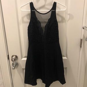 Lulu’s Black Dress with Mesh and Lacy Chest, Size Medium